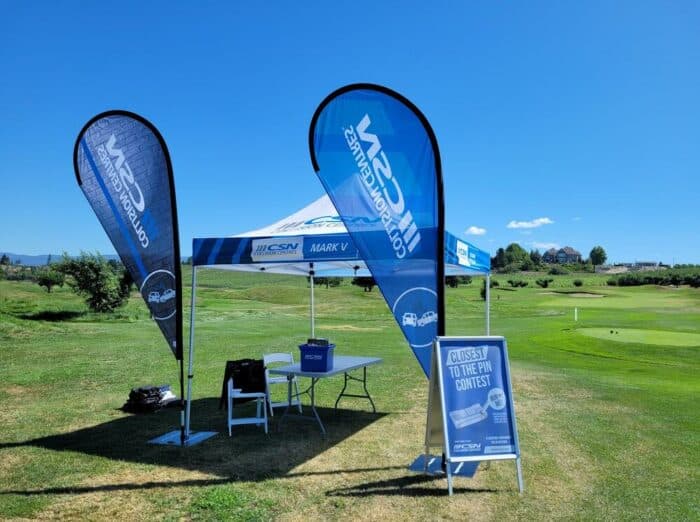 golf booth with tent
