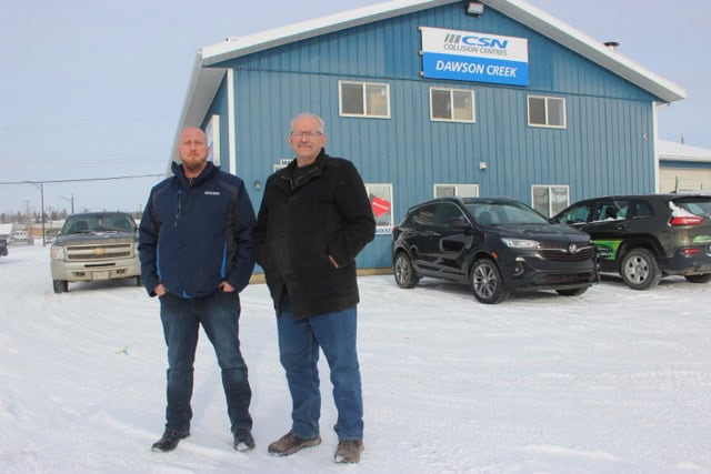 CSN Collision Dawson's Creek exterior with owners